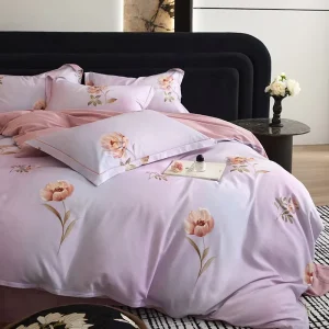 100% Cotton Brushed Plant Printed 4-Piece All-Season Duvet Cover Set