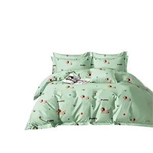 100% Cotton Carded Weft Twill Printed Anti-Static Medium Weight Green Woven Home Textile Bedsheet Fabric Pillow