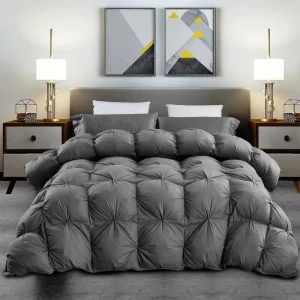 100% Cotton Cover Comforter Set for Queen Size Bed Oversized Gray Pinch Pleat for Home or Hotel