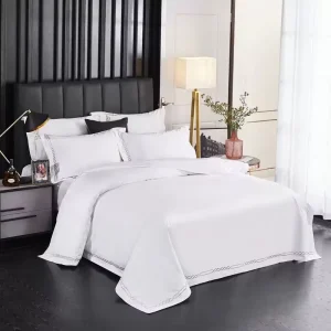 100% Cotton Custom Bedsheet Set Modern Woven Flat Bed Sheet Queen King Sizes Hotel Bedding Bag Packaging Bed Cover Linen