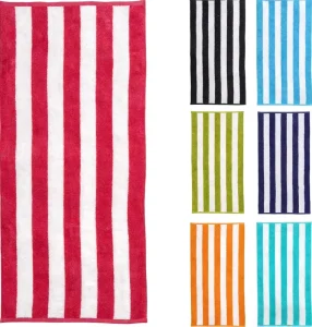 100% Cotton Custom Logo Design Thick Beach Towels Cotton Terry Extra Large Beach Travel Stripe Towels With Logo