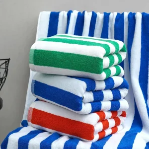 100% Cotton Custom Logo Design Thick Beach Towels Cotton Terry Extra Large Beach Travel Stripe Towels With logo