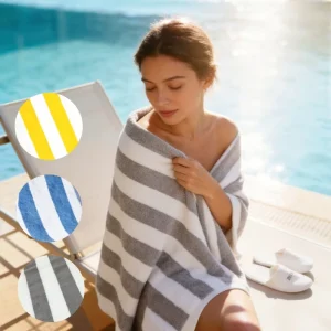 100% Cotton Custom Logo Design Thick Double Sided Luxury Eco-Friendly Geometric Pattern Extra Large Beach Towels
