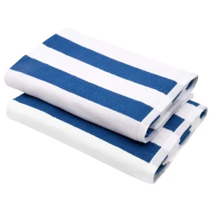 100% Cotton Custom LogoStripe Tropical Jacquard Animal Print White Blue Oversized Rectangle Beach Pool Bath Towel