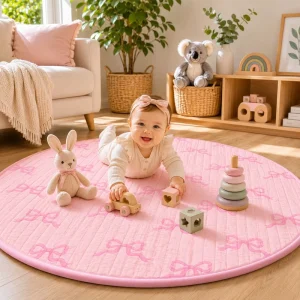 100% Cotton Custom Printed Baby Play Mat Machine Washable Kids Floor Mat Quilted Baby Crawling Mat