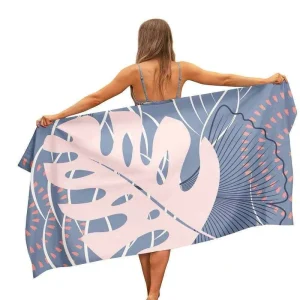 100% Cotton Custom Printed Bath Beach Towel Quick Dry Sand Free Sunbed Travel Towel with Stripe Design