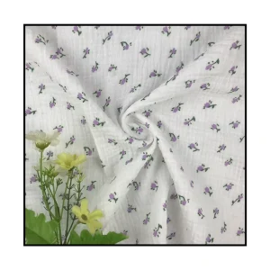 100% Cotton Double Gauze Crinkle Custom Printed Muslin Fabric for Baby Girls and Boys