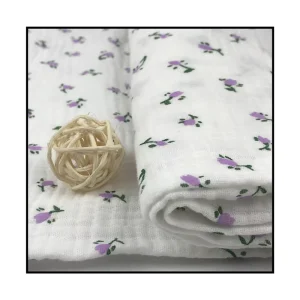 100% Cotton Double Gauze Woven Printed Crinkled Muslin Fabric for Baby Clothes 120gsm for Boys Girls Pillow