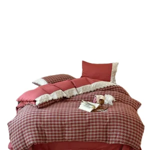 100% Cotton Double layered Gauze Four piece Set Princess Style Lace Edge Bedding Sets