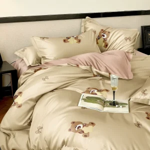 100% Cotton Duvet Comforter Set Woven Solid Luxury Fluffy Brquoise Hotel Bedding for Home Wedding Includes 4 Pcs Gently Clean