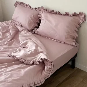 100% Cotton Duvet Cover Set 3 Pieces Vintage Ruffled Bedding 1 Duvet Cover 2 Pillowcases High End Frill French Bedding