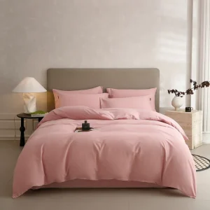 100% Cotton Duvet Cover Sets for King & Queen Size Beds Breathable Stitched Plain Cover Sheets for Bedroom Decor
