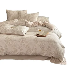 100% Cotton Dyed Yarn 200TC Luxury Bed Sheet Set Bedding Sets Duvet Cover Set Woven Technique Textured Pattern