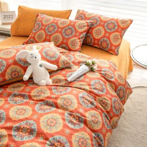 100% Cotton Eco-Friendly Modern Printed Bedding Set 4-in-1 Wedding Home Hotel Use Duvet Cover King/Queen Size