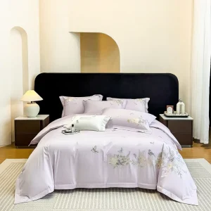 100% Cotton Embroidery Sheet Set with Modern Design for Home Bedding