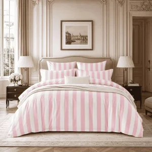 100% Cotton European American Style Twill Weaving Pillowcase Three Piece Set Striped Duvet Cover for Home