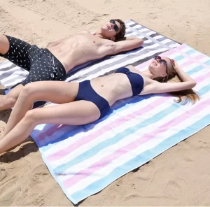 100% Cotton Extra Large Stripe Beach Towel 90x180cm 700g Soft Absorbent Yarn-dyed Oversized Bath Towel for Beach Pool Swimming