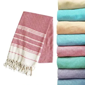 100% Cotton Fashion Striped Turkish Tassels Beach Towels Large Size Custom Embroidery Beach Blanket