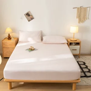 100% Cotton Fitted Sheet Customizable Solid Color Soft Antibacterial Flat Bed Sheets Available Double King