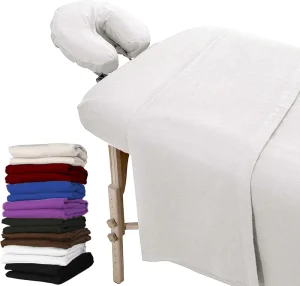 100% Cotton Flannel Extra Thick Massage Table Sheets Set Massage Face Cradle Cover Fitted Sheet & Flat Sheet