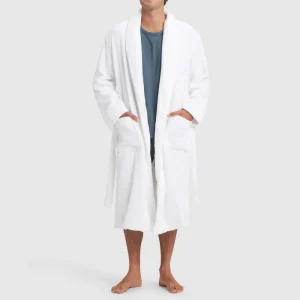 100% Cotton Flannel Men Spa Robe Long Sleeve Warm Bathrobe with Pockets Winter House Lounge Robe Homewear