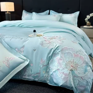 100% Cotton Floral Butterfly Embroidery Bedding Set