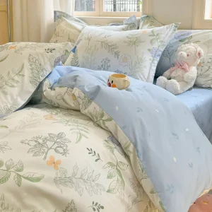 100% Cotton Floral Duvet Cover Set Breathable Vibrant Print Available with Flat Sheet or Fitted Sheet
