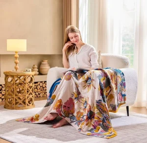 100% Cotton Floral Woven Throw Blanket Vintage Boho Jacquard Tapestry Sofa Bedspread