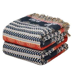 100% Cotton Fringed Bohemian Gauze Throw Blanket Soft Skin Friendly Double Size Blanket Customizable for Home