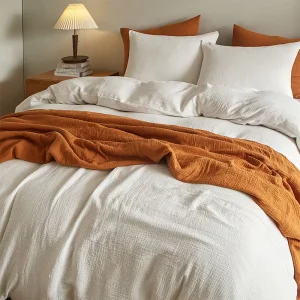 100% Cotton Gauze Duvet Cover Set Customized 3 Piece Bedding Set Bedroom Muslin Duvet Cover Double