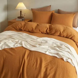 100% Cotton Gauze Duvet Cover Set OEM Accept 3 Piece Bedding Set Comfortable Soft Muslin Duvet Cover Double