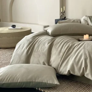 100% Cotton Glossy Jacquard All-Season Heavyweight Embossed Bedding Set Customized 4pcs Bedding Set