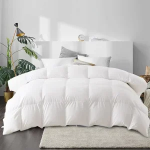 100% Cotton Goose Feathers Down Comforter King Size 750 Fill Power Medium Warmth All Season Duvet Insert