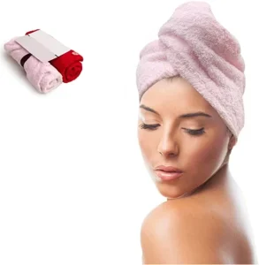 100% Cotton Hair Dry Towel Super Absorbent Dry Hair Towel Wrap with Button for Women