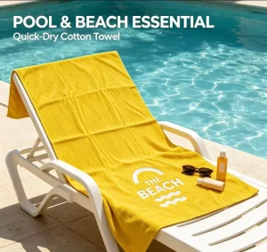 100% Cotton Highly Absorbent Yarn dyed Woven Embroidery Double Sided Breathable Eco Friendly Luxury Modern Beach Towels