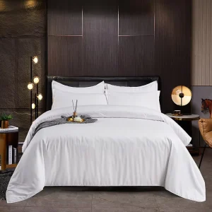 100% Cotton Hotel Bedding Set 300TC 400TC White Bed Linen Plain Solid Duvet Cover Set for Five Star Hotel Standard