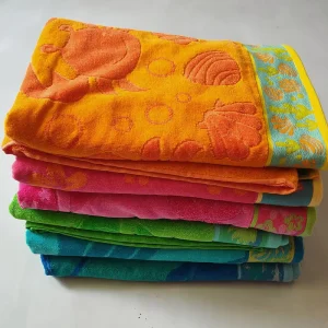 100% Cotton Jacquard Bath Towel Modern Striped Print Quick Dry Compressed Soft Beach Towel
