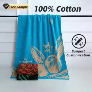 100% Cotton Jacquard Beach Towel Customized Striped Quick Dry Sand Free Comfortable Foldable for Swimming Pool Bathroom Use