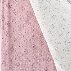 100% Cotton Jacquard Knit Fabric Soft Smooth Stretch Feature for Girls’ Boys’ Scarves Hats Bags Lightweight Garments Plain Dyed
