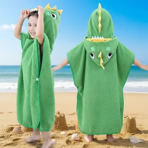 100% Cotton Kids Hooded Bath Towel Soft Quick Dry Wearable Towel Ideal for Bath Pool and Beach