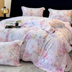 100% Cotton King Four-piece Bedding Set Digital Printing Quilt Cover Duvet Cover Bed Skirt Pillow Cases