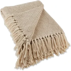 100% Cotton Knitted Throw Blanket Super Soft Couch Sofa Bed Herringbone Cover Blanket with Handmade Tassels