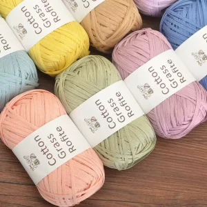 100% Cotton Knitting Yarn Multi Colors Fancy Cotton Grass Rofite Weaving Thread Crochet Yarn for Straw Hat Bag