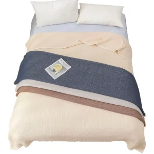 100% Cotton Korean Blanket Knitted Throw Solid Color Skin Friendly Fine Textured for All Four Seasons