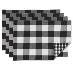 100% Cotton Lined Fused Black Orange or Red Placemat Checks Place Mats