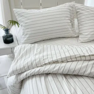 100% Cotton Linen Bedding Set Bed Sheets 100 Threadcount Longstarch Cotton Plain Dyed White Gray Geometric Stripes