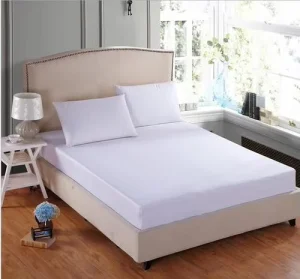 100 Cotton Luxury Bedding Set Plain White King Size Elastic Hotel Fitted Sheet with Elastic Corners