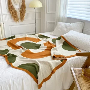 100% Cotton Luxury Eco Friendly Jacquard Colorful Super Soft Cozy OEKO TEX Certified All Season Skin Friendly Bed Sofa Knitted