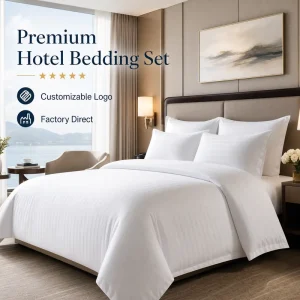 100% Cotton Luxury Hotel Linen Hotel Bed Sheets Bedding Set