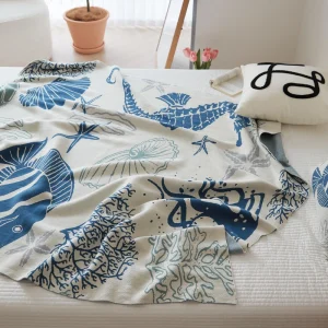 100% Cotton Manufacturer Jacquard Sofa Bed Couch Knit Throw Blanket OEKO TEX Certified Four Seasons Use European